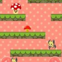 Guide the mushroom as it falls through a vibrant bouncing world
